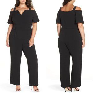 NEW Eliza J Black Cold Shoulder V-Neck Jumpsuit 24W
